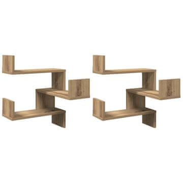 Vidaxl Stenske police 2 kosa artisan hrast 40x40x49,5cm inženirski les