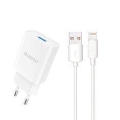 DUDAO USB-A 2.1A 10W omrežni polnilnik z kablom za iPhone USB-A - Lightning, bel