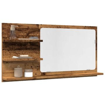 Vidaxl vidaXL Kopalniška omarica z ogledalom, starinski les, 90x11x45 cm