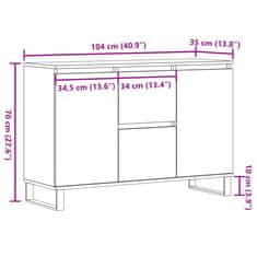 Vidaxl Komoda artisan hrast 101,5x35x70 cm inženirski les