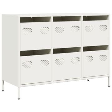 Vidaxl Komoda bela 101,5x39x73,5 cm hladno valjano jeklo
