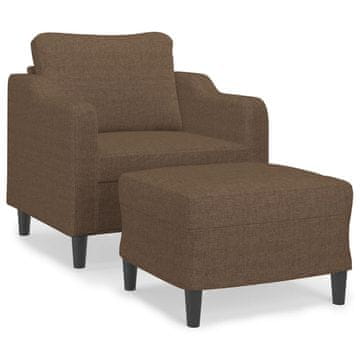 Vidaxl Fotelj s stolčkom za noge rjav 60 cm blago