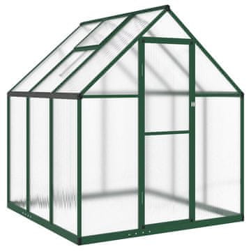 Vidaxl Rastlinjak z okvirjem zelen 169x169x195 cm aluminij