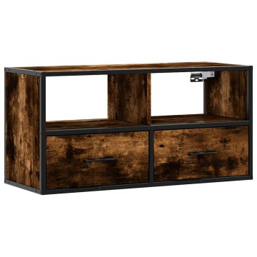 Vidaxl TV omarica dimljen hrast 80x31x39,5 cm inženirski les in kovina
