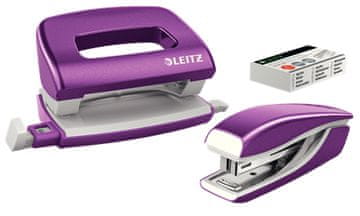Leitz Komplet mini sešivalnika in luknjača WOW, vijolična