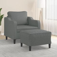 shumee vidaXL Fotelj s stolčkom za noge temno siv 60 cm blago