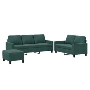 Vidaxl Sedežna garnitura 3-delna z blazinami temno zelen žamet