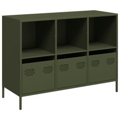 Vidaxl Komoda olivno zelena 101,5x39x73,5 cm hladno valjano jeklo