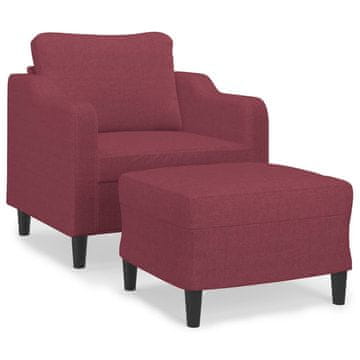 Vidaxl Fotelj s stolčkom za noge vinsko rdeč 60 cm blago