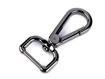 Kovinska vrtljiva karabinka, premer 20 mm - nikelj črna