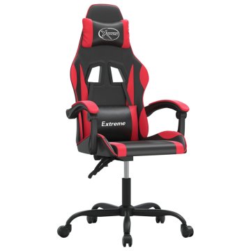 Vidaxl Vrtljiv gaming stol črno in rdeče umetno usnje