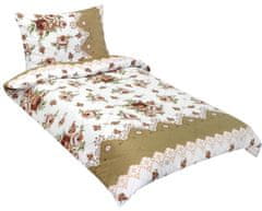 Bombažno posteljno perilo s hotelskim žepom - 140x200, 70x90 cm - Rose