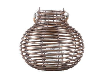 Pletena svetilka z ročajem - rjava, 28 × 11 × 25 cm