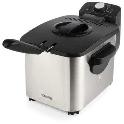 shumee HKoeNIG DFX500 - Električni cvrtnik 3L - 2200W - Nastavljiva temperatura - Ohišje iz nerjavečega jekla - Odstranljiva košara