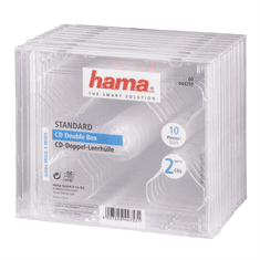 Hama CD Dvojna škatla, standardna škatla za 2 CD/DVD-ja, prozorna, pakiranje po 10 kosov (cena za pakiranje)