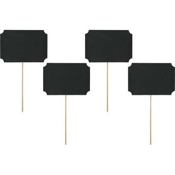 PartyDeco Črne kartice na nabodalu (4 kosi) KNP17 dortis