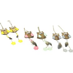 ART Sova, 2 kosa v vrečki, lesena dekoracija za obešanje, cena za 1 vrečko, mešanica 4 barv VEL847722