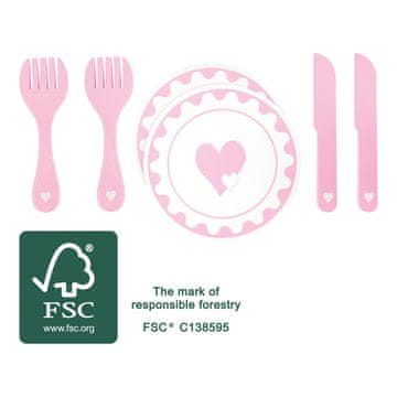 Small foot majhna noga Komplet krožnikov z jedilnim priborom Srce