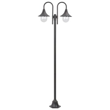 Vidaxl Vrtna ulična svetilka 220 cm E27 aluminij 2 svetilki bronasta