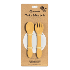 Petite&Mars PETITE&amp;MARS Silikonski jedilni pribor TAKE&amp;MATCH Intense Ochre 6m+