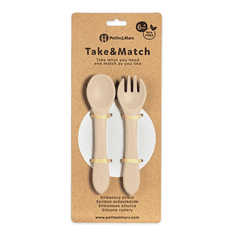 Petite&Mars PETITE&amp;MARS Silikonski jedilni pribor TAKE&amp;MATCH Desert Sand 6m+