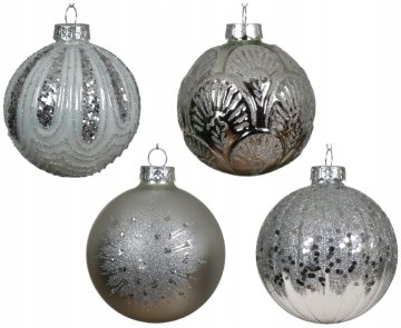 shumee Bleščeča srebrna steklena kroglica za božično drevo 8 cm 1 kos.