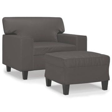 Vidaxl Fotelj s stolčkom za noge siv 60 cm umetno usnje