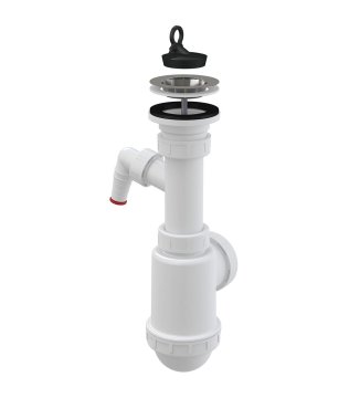 ACL Sifon za umivalnik z mrežico iz nerjavečega jekla DN70 in priključkom