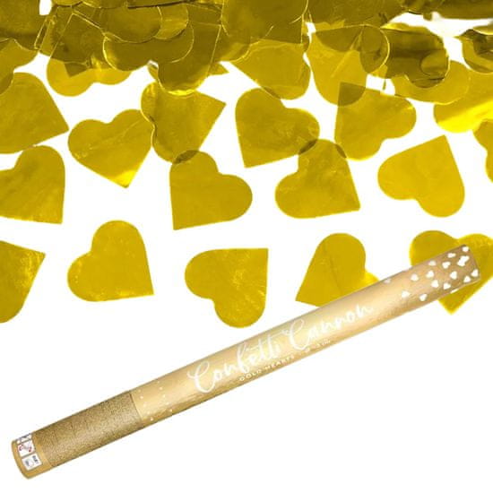 WOWO Gold Hearts Confetti Tube - Konfetna cev z zlatimi srčki 60 cm