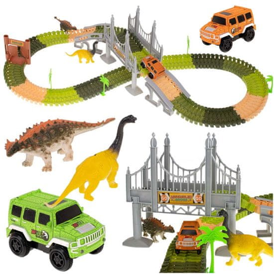 WOWO Dinosaur Race Track - DINOSAUR Race Track 228 kosov - Set avtomobilskih stez
