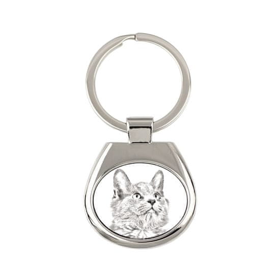 Artdog Nebelung - obesek za ključe z mačko, obesek za ključe s potiskom, personalizirana etiketa Art-Dog