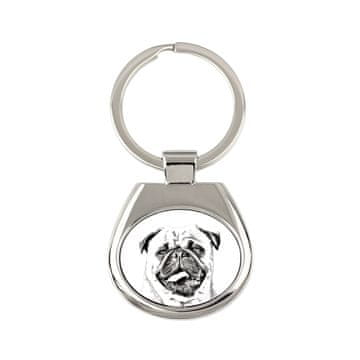 Artdog Mops, Pug, Carlin - obesek za ključe s psom, obesek za ključe s potiskom, personalizirana oznaka Art-Dog
