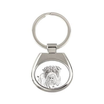 Artdog Shar Pei - obesek za ključe s psom, obesek za ključe s tiskom, personalizirana oznaka Art-Dog