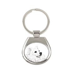 Artdog Ameriški eskimski pes, ameriški špic - obesek za ključe s psom, obesek za ključe s tiskom, personalizirana oznaka znamke Art-Dog