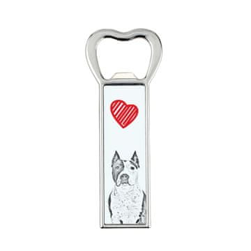 Artdog Ameriški Staffordshire terier, Amstaff, Amstaf - odpirač za steklenice s psom, personaliziran odpirač za hladilnik, unikatno darilo za moškega by Art-Dog