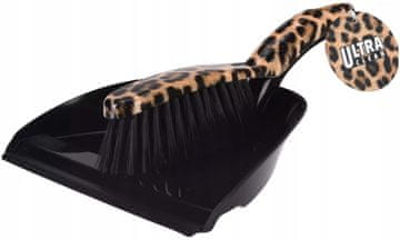 shumee Plastična krtača s smetišnico v leopardjem potisku