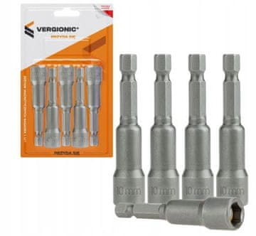 Vergionic Komplet magnetnih nastavkov za izvijače, 5 kosov, 10 mm