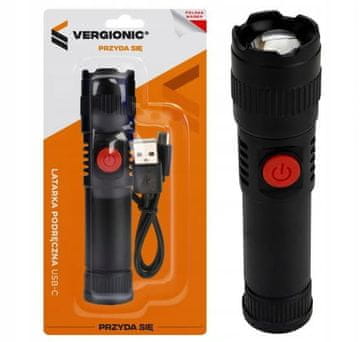 Vergionic 2W ročna svetilka z USB-C, majhna in kompaktna