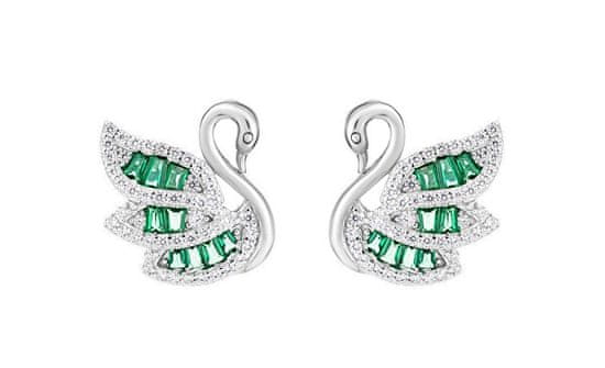 Preciosa Bleščeči srebrni uhani Sparkling Swan Glamour 5417 66