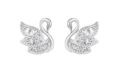 Preciosa Bleščeči srebrni uhani Sparkling Swan Glamour 5417 00