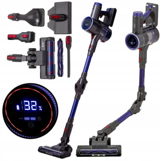 Adler 2v1 200W aku. 2200mAh brezžični pokončni sesalnik LED HEPA LCD