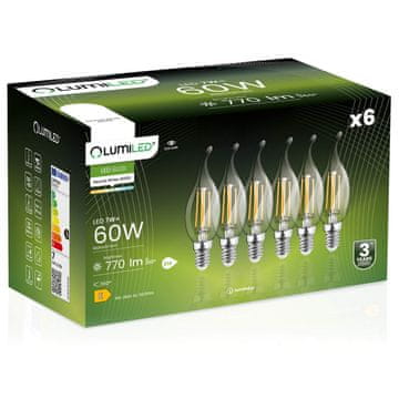 LUMILED 6x LED žarnica E14 BA35 7W = 60W 770lm 4000K Nevtralno bela 360°