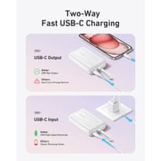 Anker Zolo Powerbank 10000 mAh, 30W z vgrajenim kablom USB-C, moder