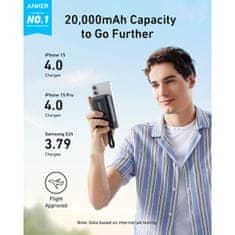 Anker Zolo Powerbank 20000 mAh, 30W z vgrajenim kablom USB-C, črn
