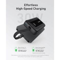 Anker Zolo Powerbank 20000 mAh, 30W z vgrajenim kablom USB-C, črn