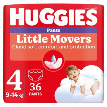 HUGGIES Little Movers Pants 4 (9-14 kg), 36 kosov