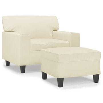 Vidaxl Fotelj s stolčkom za noge krem 60 cm umetno usnje