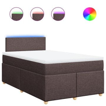 Vidaxl Box spring postelja z vzmetnico temno rjava 120x190 cm blago