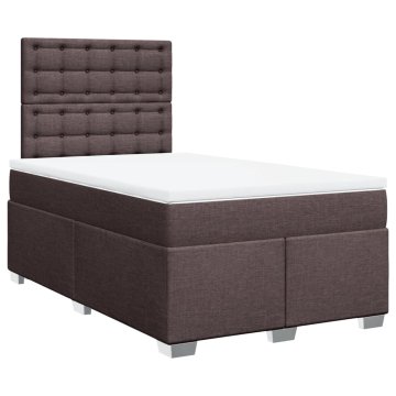 Vidaxl Box spring postelja z vzmetnico temno rjava 120x190 cm blago