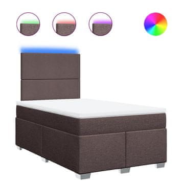 Vidaxl Box spring postelja z vzmetnico temno rjava 120x190 cm blago
